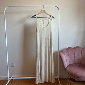 ZARA | Off white Ribbed Knit Midi Dress Size S